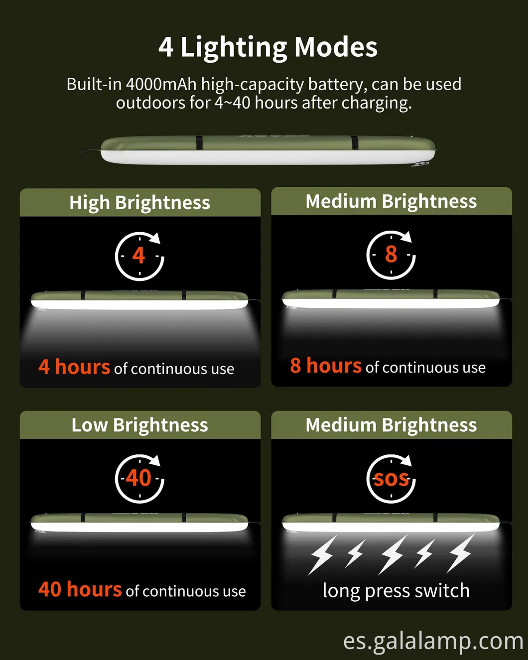 Lámparas de tubo LED de potencia solar inflable portátil para viajes de campamento